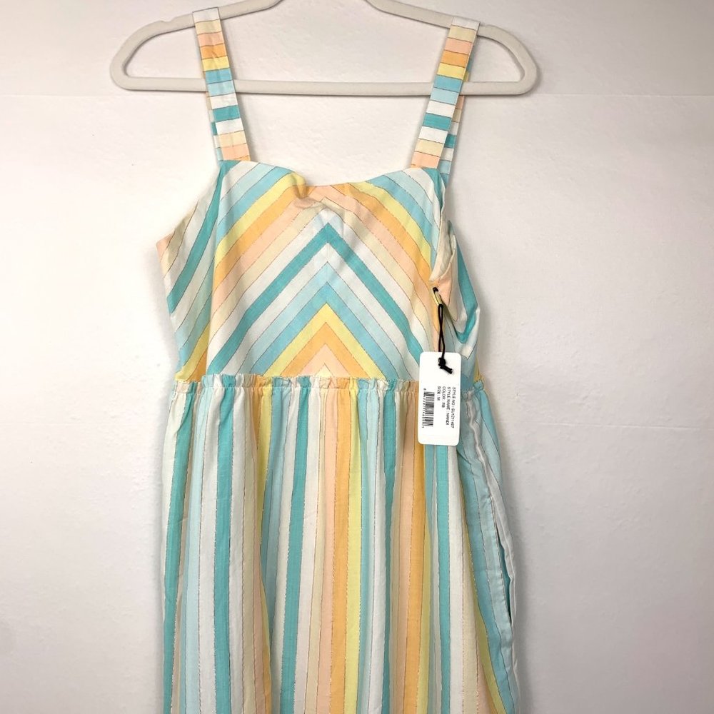 NWT SAYLOR Nandi Sleeveless Stripe Maxi Dress Rainbow Medium - Picture 9 of 12